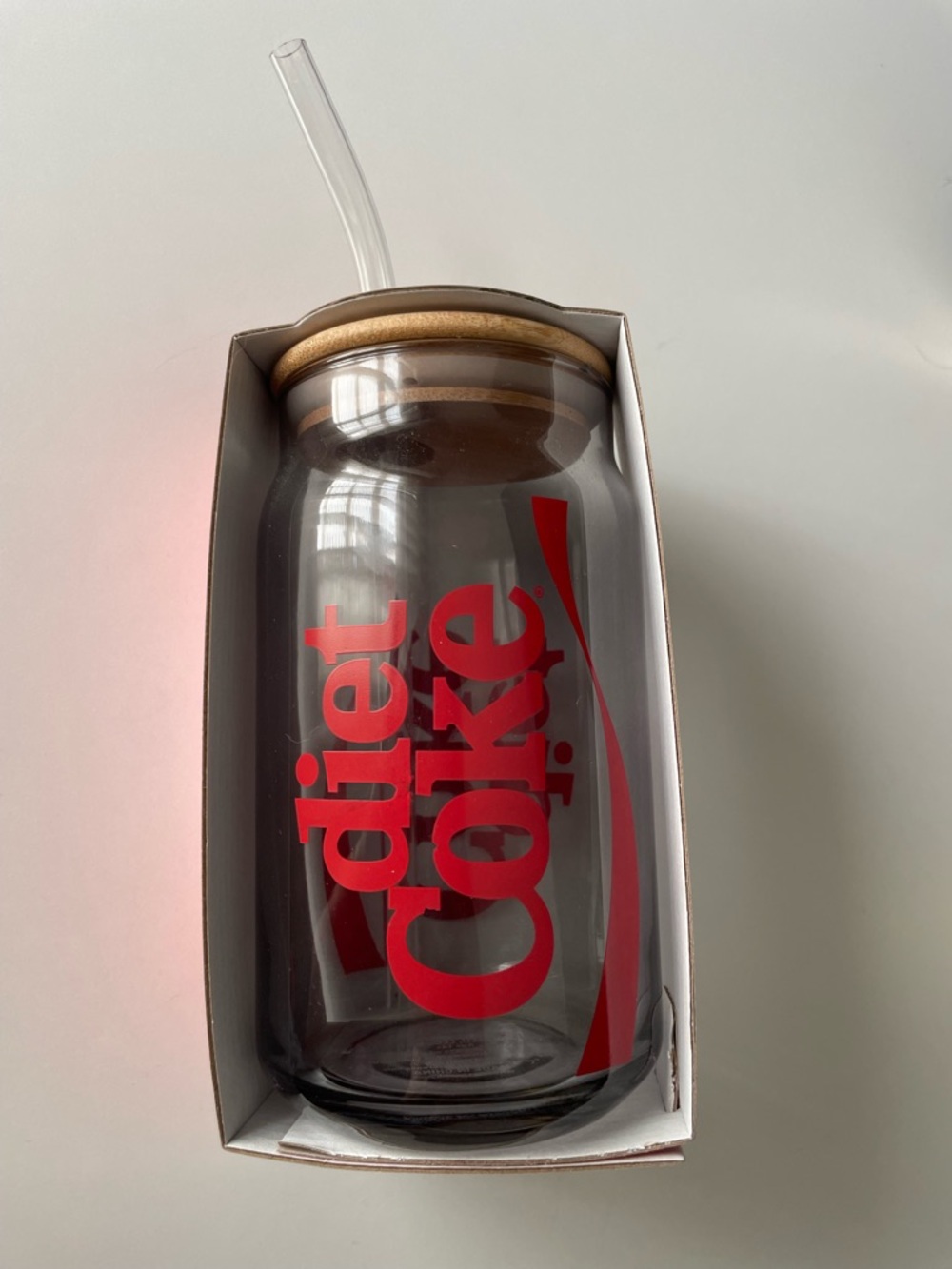 Diet Coke Glass Tumbler with Straw